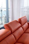 Motion headrests right-facing orange leather sectional sofa by Beverly Hills additional picture 2