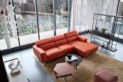 Motion headrests right-facing orange leather sectional sofa by Beverly Hills additional picture 5
