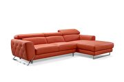 Motion headrests right-facing orange leather sectional sofa by Beverly Hills additional picture 6
