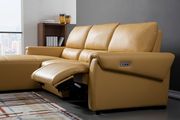 Electric recliner mustard leather sectional in left-facing shape by Beverly Hills additional picture 2