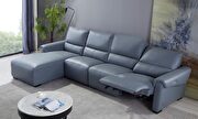 Electric recliner left-facing aqua blue gray leather sectional by Beverly Hills additional picture 2