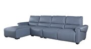 Electric recliner left-facing aqua blue gray leather sectional by Beverly Hills additional picture 3