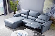 Electric recliner left-facing aqua blue gray leather sectional by Beverly Hills additional picture 4