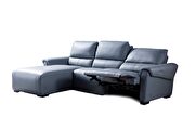Electric recliner left-facing aqua blue gray leather sectional by Beverly Hills additional picture 5