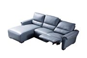 Electric recliner left-facing aqua blue gray leather sectional by Beverly Hills additional picture 6