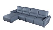 Electric recliner left-facing aqua blue gray leather sectional by Beverly Hills additional picture 7