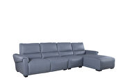 Electric recliner right-facing aqua blue gray leather sectional by Beverly Hills additional picture 2
