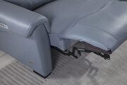 Electric recliner right-facing aqua blue gray leather sectional additional photo 4 of 9