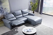 Electric recliner right-facing aqua blue gray leather sectional by Beverly Hills additional picture 6