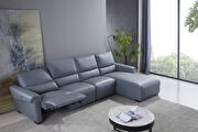 Electric recliner right-facing aqua blue gray leather sectional by Beverly Hills additional picture 7