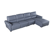 Electric recliner right-facing aqua blue gray leather sectional by Beverly Hills additional picture 8