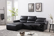 Electric recliner left-facing black leather sectional by Beverly Hills additional picture 2