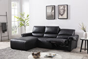 Electric recliner left-facing black leather sectional additional photo 2 of 10