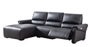 Electric recliner left-facing black leather sectional by Beverly Hills additional picture 9