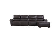 Brown electric recliner leather sectional in right-facing shape by Beverly Hills additional picture 2