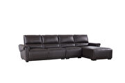 Brown electric recliner leather sectional in right-facing shape by Beverly Hills additional picture 3