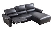 Electric recliner right-facing black leather sectional by Beverly Hills additional picture 7