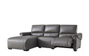 Electric recliner left-facing gray leather sectional by Beverly Hills additional picture 2