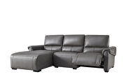 Electric recliner left-facing gray leather sectional by Beverly Hills additional picture 5