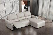Electric recliner smoke gray right-facing leather sectional by Beverly Hills additional picture 3