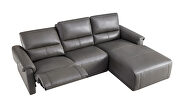 Electric recliner right-facing gray leather sectional by Beverly Hills additional picture 3