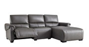 Electric recliner right-facing gray leather sectional by Beverly Hills additional picture 4