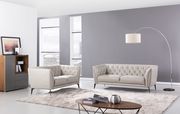Smoke gray leather tufted back sofa by Beverly Hills additional picture 6