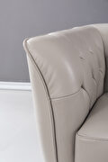 Smoke gray leather tufted back loveseat by Beverly Hills additional picture 3