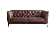 Brown leather tufted back sofa by Beverly Hills additional picture 2