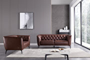 Brown leather tufted back sofa by Beverly Hills additional picture 3