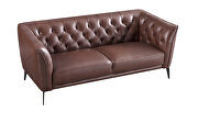 Brown leather tufted back sofa by Beverly Hills additional picture 8