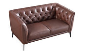 Brown leather tufted back loveseat by Beverly Hills additional picture 2