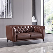 Brown leather tufted back loveseat by Beverly Hills additional picture 3