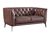 Brown leather tufted back loveseat by Beverly Hills additional picture 4