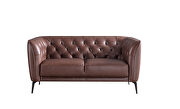 Brown leather tufted back loveseat by Beverly Hills additional picture 5