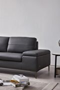 Gray leather contemporary sectional w/ low profile by Beverly Hills additional picture 2