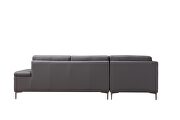 Gray leather contemporary sectional w/ low profile by Beverly Hills additional picture 5