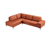 Orange leather contemporary sectional w/ low profile by Beverly Hills additional picture 4