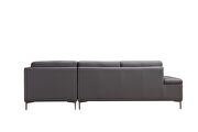 Gray leather contemporary sectional w/ low profile by Beverly Hills additional picture 4
