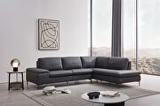Gray leather contemporary sectional w/ low profile by Beverly Hills additional picture 6