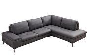 Gray leather contemporary sectional w/ low profile by Beverly Hills additional picture 7