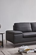 Gray leather contemporary sectional w/ low profile by Beverly Hills additional picture 8