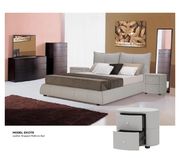 Gray leather modern designer king bed by Beverly Hills additional picture 2