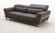 Modern gray 100% leather sofa w/ metal legs by Beverly Hills additional picture 2
