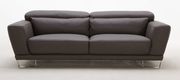 Modern gray 100% leather sofa w/ metal legs by Beverly Hills additional picture 3