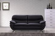 Stunning black leather sofa w/ chromed legs by Beverly Hills additional picture 2
