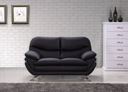 Stunning black leather sofa w/ chromed legs by Beverly Hills additional picture 3