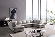 U-shape oversized smoke gray leather sectional by Beverly Hills additional picture 4