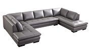 U-shape oversized dark gray leather sectional by Beverly Hills additional picture 3