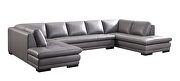U-shape oversized dark gray leather sectional by Beverly Hills additional picture 6